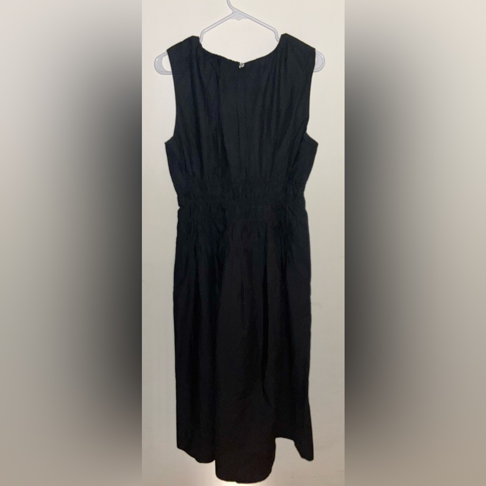NWT J.Crew Hyacinth midi dress in cotton poplin Black Medium Smocked Preppy - Picture 9 of 13